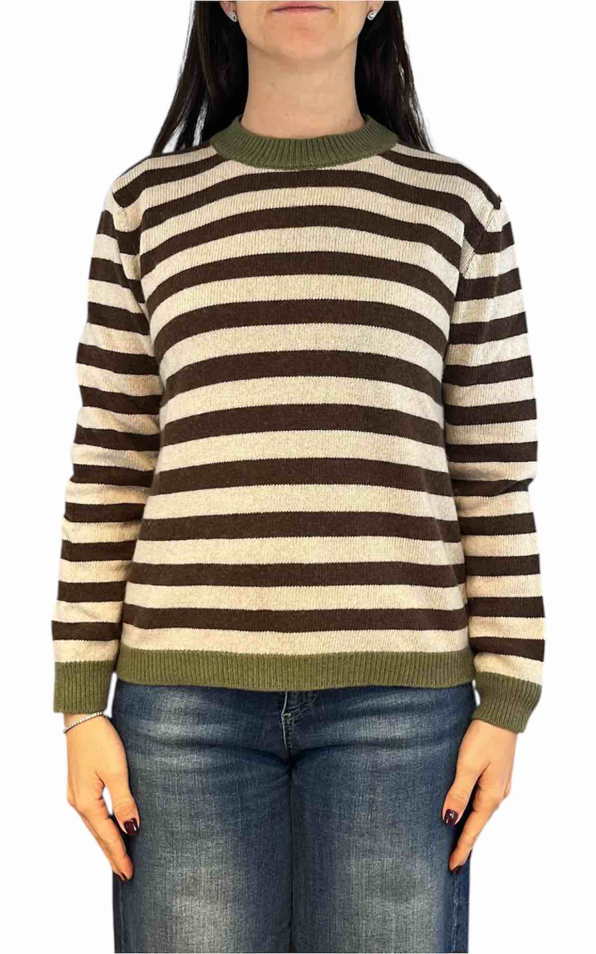 Off-On - maglia a righe - moro