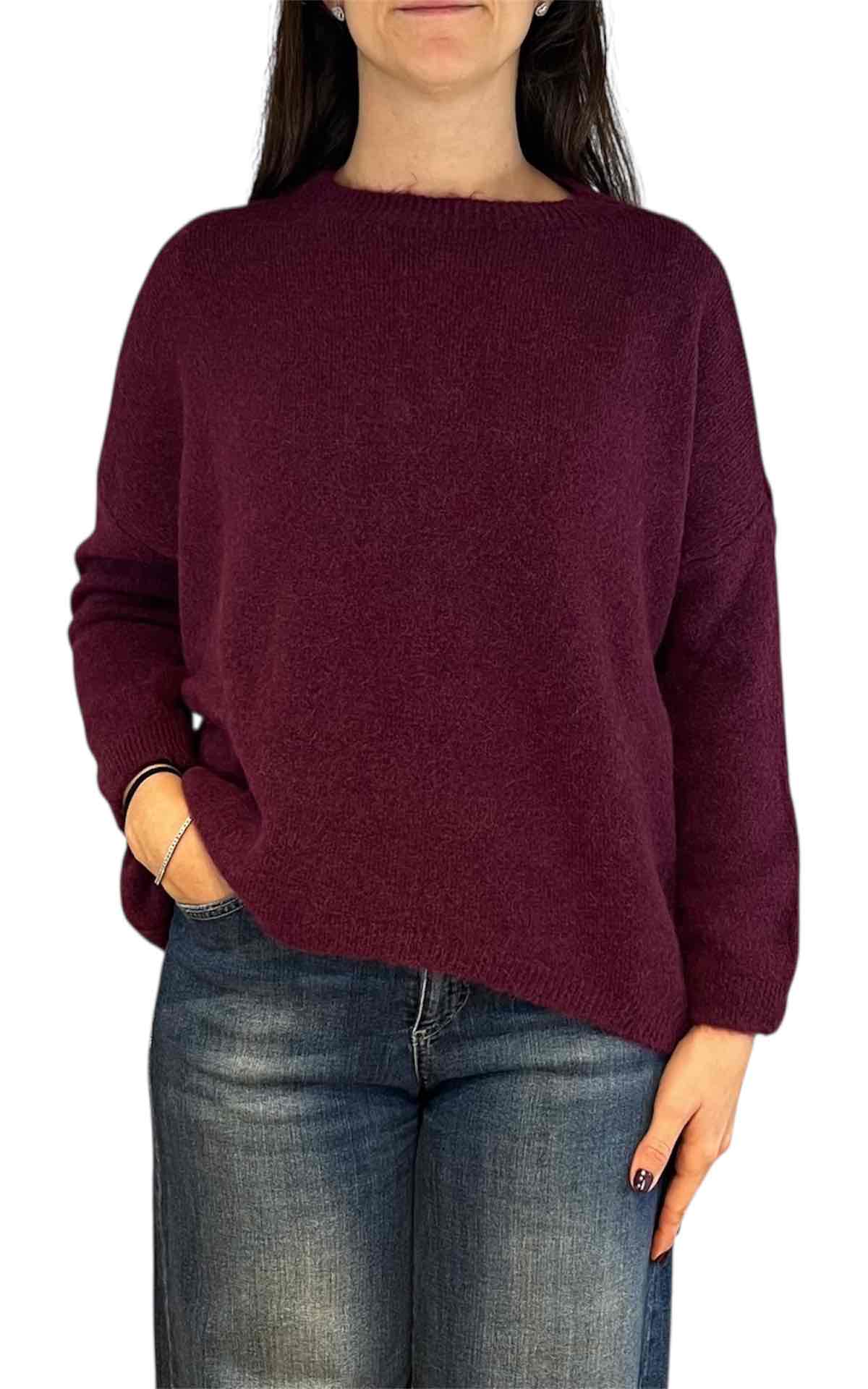 Off-On -Maglia over tinta unita - prugna