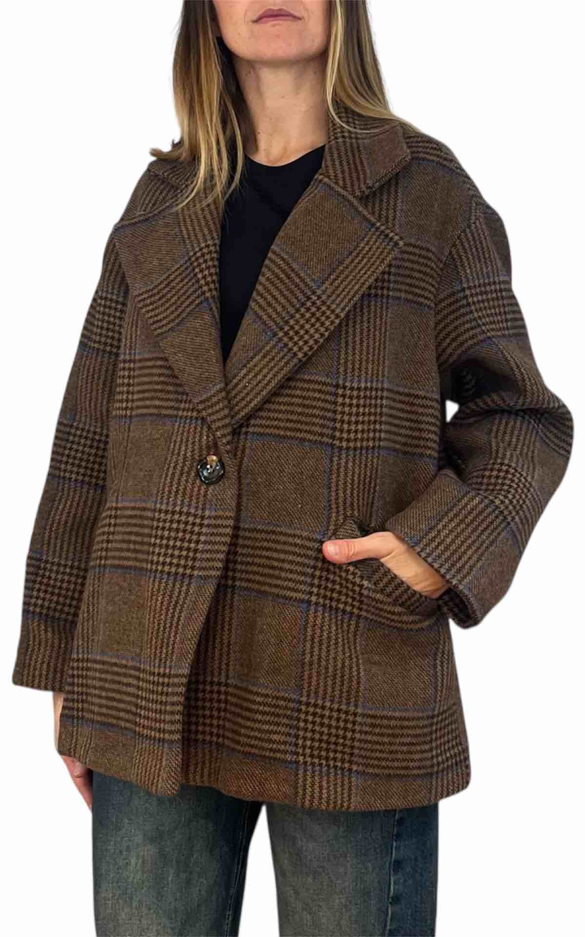 Off-On - Giacca over check - moro