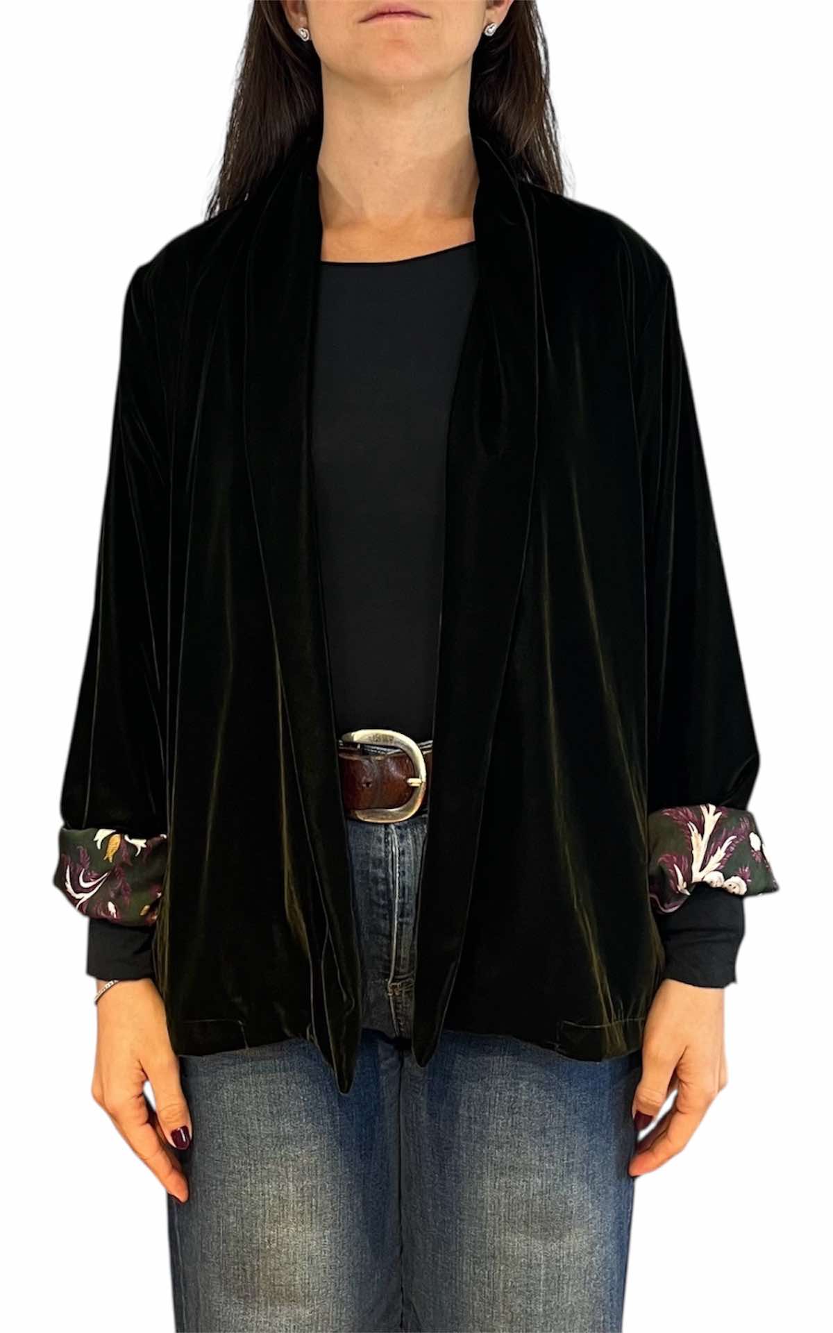 Wu'Side - kimono corto velluto - verde